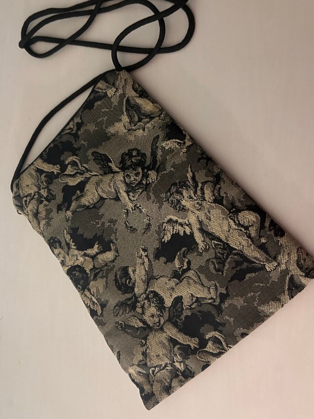Handcrafted Janine King Designs Angel Cherub Tapestry Crossbody Bag